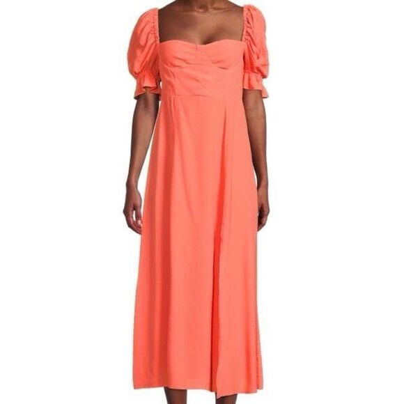NWOT WEWOREWHAT Puff Sleeve Maxi Dress Coral - Picture 1 of 11